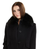Fleurette Coat with Genuine Fox Fur Collar Close Up View