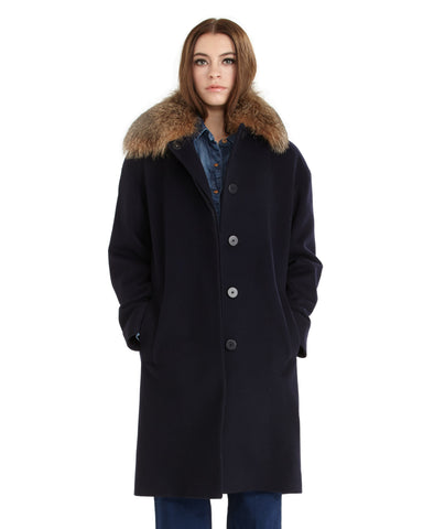 Fleurette Loro Piana Wool Coat with Genuine Fox Fur