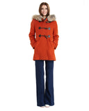 Fleurette Hooded Loro Piana Duffle Coat in Tangelo