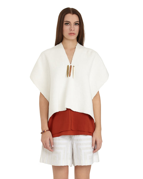 VOZ Flamme Poncho in Ivory | SAANS.COM