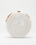 SAANS 415 LUNA Round Crossbody Bag in White | back view