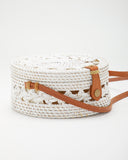 SAANS 415 LUNA Round Crossbody Bag in White | detail view