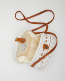 SAANS Handwoven 415 LUNA Round Crossbody Bag in White | inside view