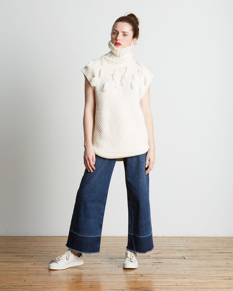 Apiece Apart | Ines Fringe Knit Sweater Vest in Cream