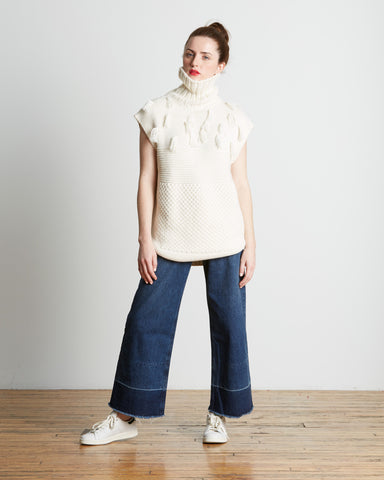Apiece Apart | Ines Fringe Knit Sweater Vest in Cream 