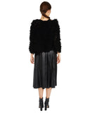 Ryan Roche Fringy Cashmere Cardigan in Black