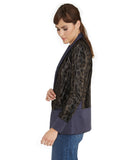 Kempner Harper Blazer Jacket | Olive Leopard Print with Navy Satin