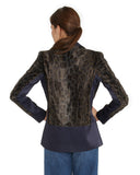 Kempner Harper Blazer Jacket | Olive Leopard Print with Navy Satin