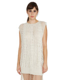 Ryan Roche | Cashmere Cable Knit Sweater Vest in Ivory