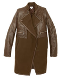 Brogden's luxe cocoa wool and leather coat | SAANS.COM