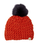 Mischa Lampert Merino Wool Orange Beanie with Pom