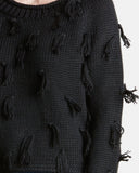 Apiece Apart Luluc Fringe Crew Sweater in Black | Tassel detail