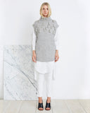 Apiece Apart Ines Fringe Multi Stitch Vest in Grey Melange