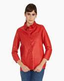 Brogden Leather Shirt in Scarlet Red | Made in Italy