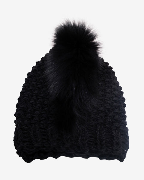 Gigi Burris Millinery | Fox Mohawk Beanie in Black