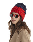 Mischa Lampert Merino Wool Beanie | Navy & Red