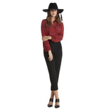 The Podolls | Red Leopard Print Silk Blouse