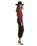 The Podolls | Red Leopard Print Silk Blouse