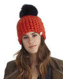 Mischa Lampert Merino Wool Beanie with Pom in Orange