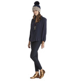 The Podolls | Navy Silk Blouse