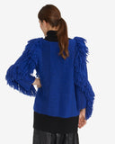 Fringe Turtleneck Sweater in Royal Blue by Rachel Comey