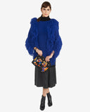 Rachel Comey | Fringe Turtleneck Sweater in Royal Blue and Black