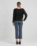 Ryan Roche Cashmere Fisherman's Sweater in Black | back view