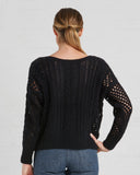 Ryan Roche Cashmere Fisherman's Sweater in Black | back view