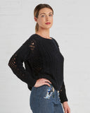 Ryan Roche Cashmere Fisherman's Knit Sweater in Black