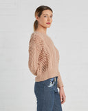 Ryan Roche Cashmere Fisherman's Sweater in Rose | side view
