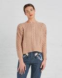 Ryan Roche Cashmere Fisherman's Sweater in Rose