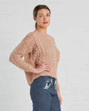 Ryan Roche Cashmere Fisherman's Sweater in Rose | side view