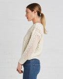 Ryan Roche Fisherman Cashmere Sweater in Ivory | side view