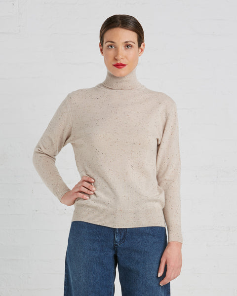 Ryan Roche Cashmere Turtleneck Sweater | Bambi Cashmere Tweed