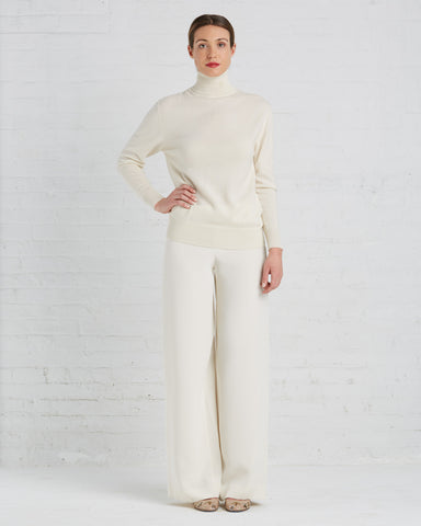 Ryan Roche Wide-leg Silk Pants in Ivory | Made in New York