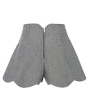 PAPER London Scalloped Fraise Shorts in Denim Grey | back view