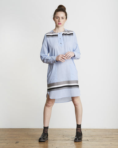 SUNO Striped Hem Tunic Shirt Dress