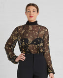 SUNO | Black And Gold Floral Chiffon Blouse