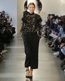 SUNO Black And Gold Floral Chiffon Blouse | runway