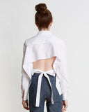 TOME White Cotton Poplin Tie Back Shirt | back view