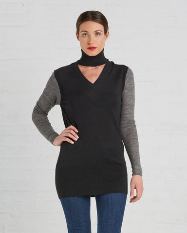 TOME | V Turtleneck Sweater in Charcoal