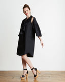 TOME Cotton Ruffled Peasant Tunic in Black | Made in USA