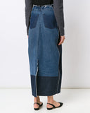 TOME Upcycled Denim Front Slit Pencil Skirt | back view