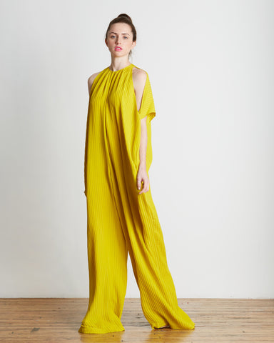 TOME Oversized Matelasse Jumpsuit in Citron | Made in New York