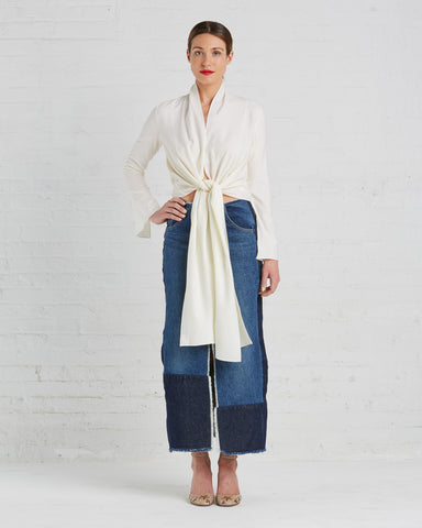Voz | Wrap Top in Ivory | Made in New York