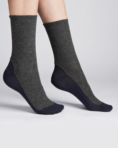 Darner Socks | Bamboo Jersey Socks in Grey and Navy
