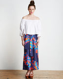 Tilda pant by Tanya Taylor in Indigo blue with diagonal floral print.