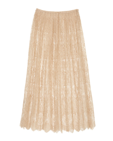 Ryan Roche | French Lace Skirt in Light Mink