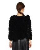 Cashmere Fringe Cardigan in Black by Ryan Roche