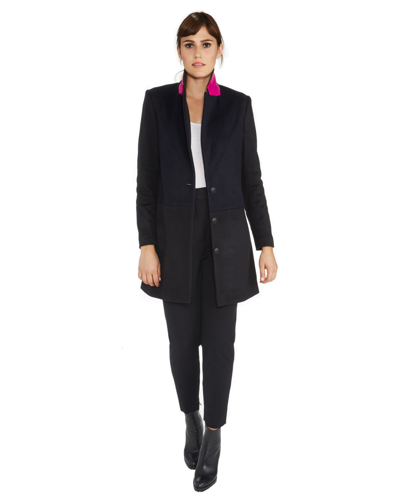 Kempner Lou Lou Coat | Duo Tone Wool Coat in Black/Navy – SAANS